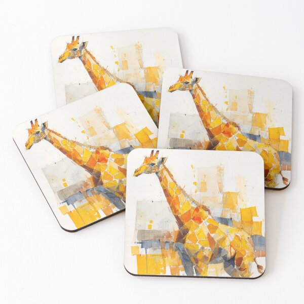 Item preview, Geometric Giraffe Watercolor in Ochre and Saffron designed and sold by solynneart.
