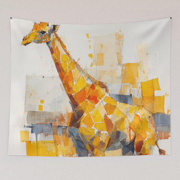 Item preview, Geometric Giraffe Watercolor in Ochre and Saffron designed and sold by solynneart.