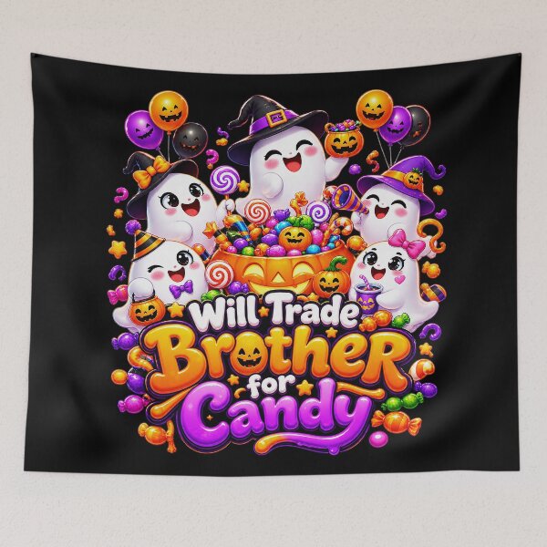 Item preview, Will Trade Brother for Candy Funny Halloween Art designed and sold by M. Mamdouh Artworks.
