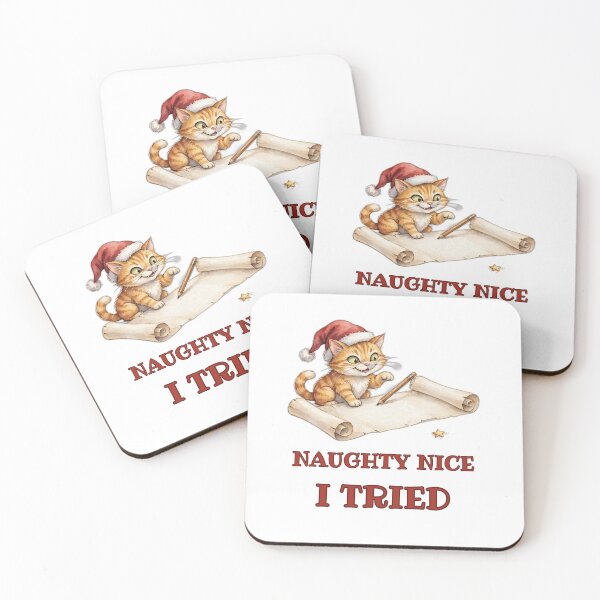 Item preview, Naughty Nice I Tried - Cat with Blank Nice List Scroll Christmas Holiday Humor  designed and sold by Foriart.