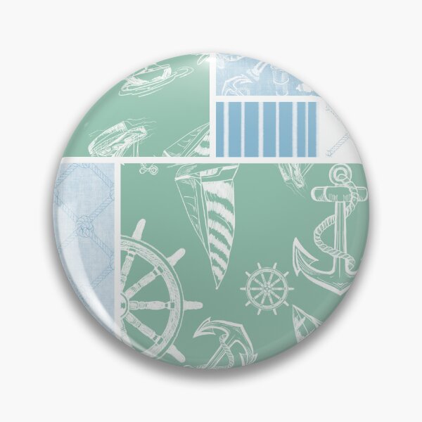 Item preview, Sky Blue and Seafoam Quilt Design Nautical Charcoal Sketches Collection- Features Netting, Stripes, Nautical Items, and Lighthouse Designs designed and sold by PD-Coastal.