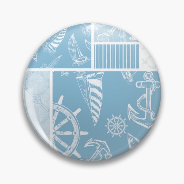 Item preview, Sky Blue  Quilt Design Nautical Charcoal Sketches Collection- Features Netting, Stripes, Nautical Items, and Lighthouse Designs designed and sold by PD-Coastal.