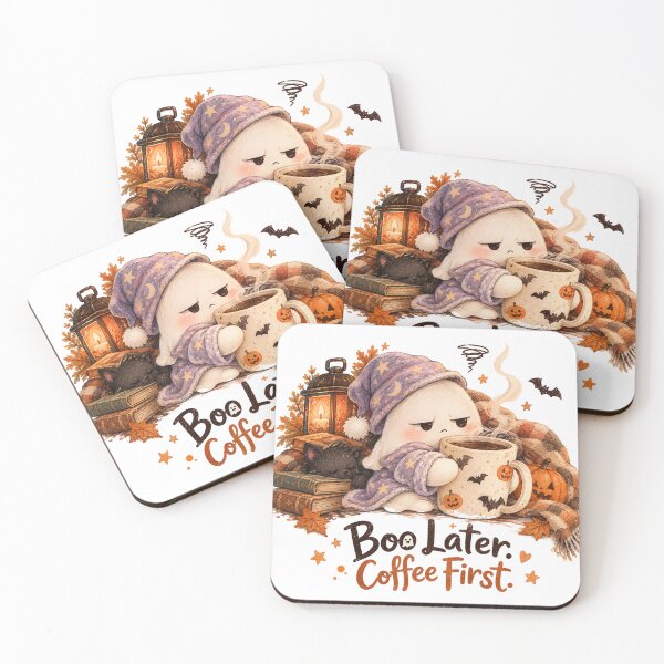 Item preview, Cute Ghost Drinking Coffee Boo Later Coffee First Halloween designed and sold by KekKrab.