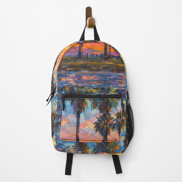 Item preview, Venice Beach, Impressionist California Palm Trees Sunset Reflection Landscape Painting designed and sold by AW2 Designs.