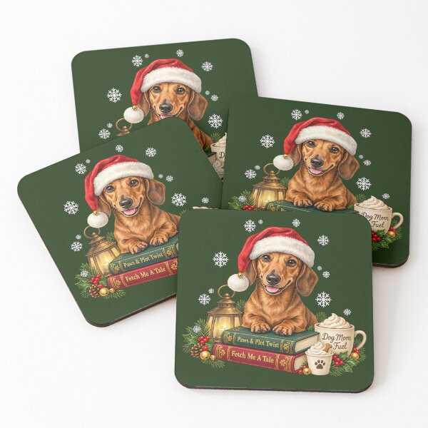 Item preview, Christmas Cozy Winter Books & Santa Dachshund designed and sold by Cute & Sassy Custom Gifting Boutiques.