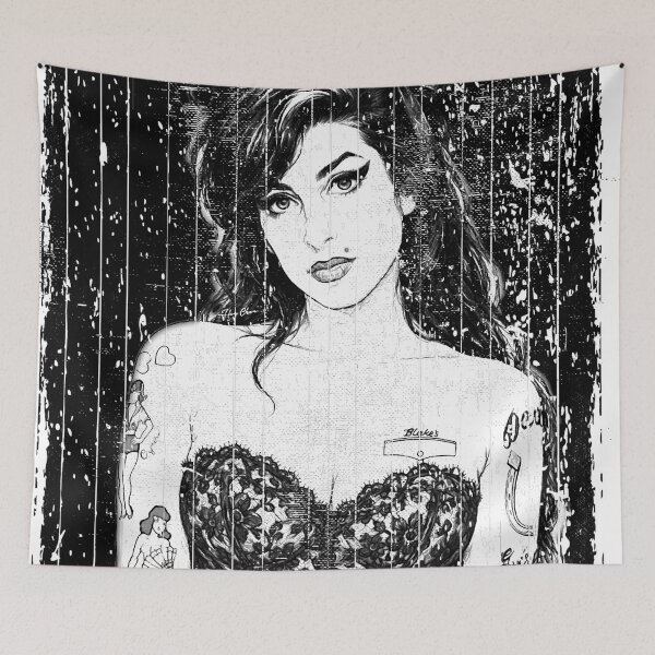 Item preview, Vintage Soul Queen Grunge Beehive Portrait Black and White Art    designed and sold by Hen-C-Art.