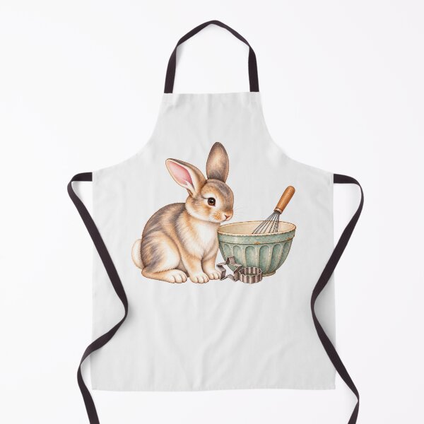 Item preview, Cute Bunny Baking Apron Cottagecore Kitchen Rabbit Apron designed and sold by NadinArtStudio.