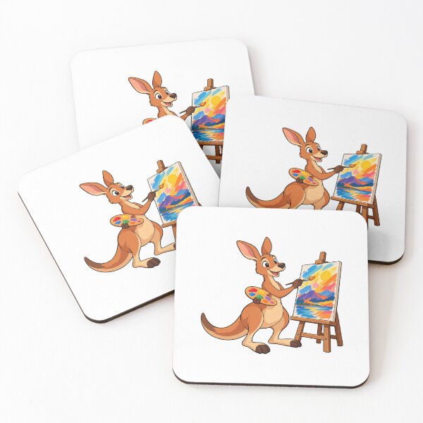 Item preview, Kangaroo Artist Painting an Abstract Landscape designed and sold by JS Creative Studio.