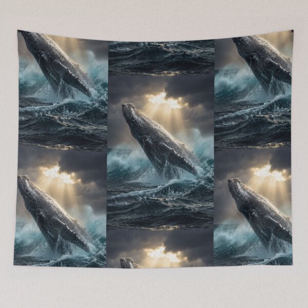 Item preview, Majestic Whale Breaching Waves designed and sold by jodotodesign.
