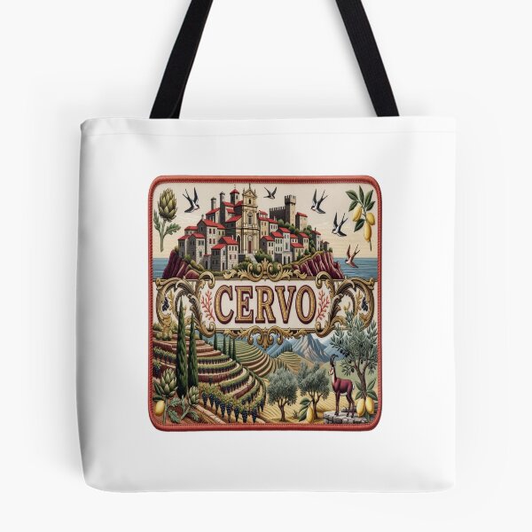 Item preview, Cervo Italy Liguria Hilltop Coastal Village Engraving Style Embroidered Patch Sticker designed and sold by Imaginarium of Chaos falcon88 .