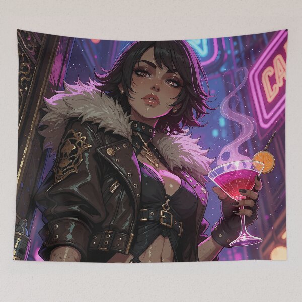 Item preview, Cyberpunk Girl Neon Noir Futuristic Fashion Art designed and sold by BorgSpareParts.