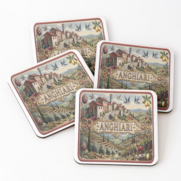 Item preview, Anghiari Italy Tuscany Walled Hill Village Engraving Style Embroidered Patch Sticker designed and sold by Imaginarium of Chaos falcon88 .