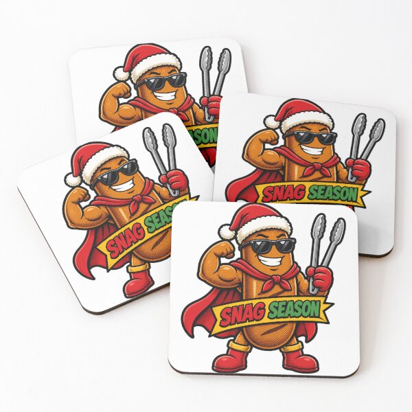 Item preview, Snag Season Superhero BBQ Sausage Santa Aussie Christmas Sticker designed and sold by DTSA.