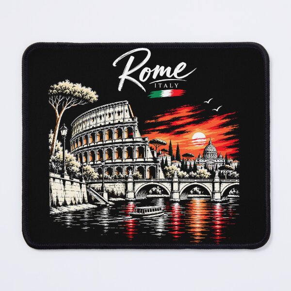 Item preview, Rome Sunset Illustration – Colosseum, St Peter’s Basilica & Italian Cityscape designed and sold by ArtaportDesign.