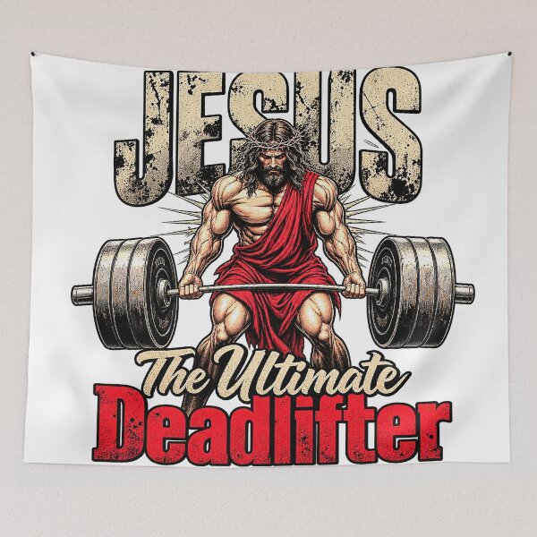 Item preview, Jesus The Ultimate Deadlifter – Divine Strength Gym Art designed and sold by TSHIRTprject.
