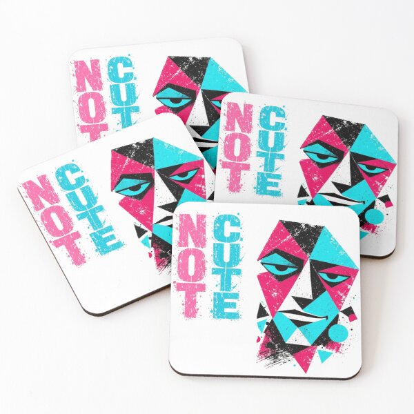 Item preview, Not Cute Geometric Face Neon Pink Blue designed and sold by puzzell.