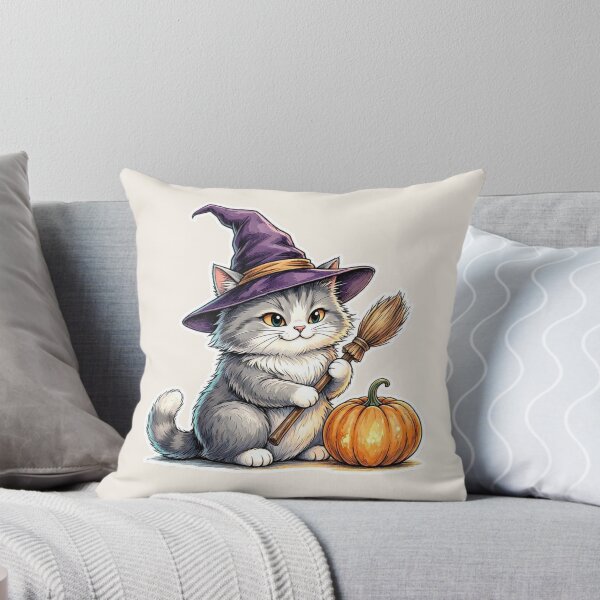 Item preview, Adorable Halloween Cat with Witch Hat and Pumpkin designed and sold by Safe Haven Pets.