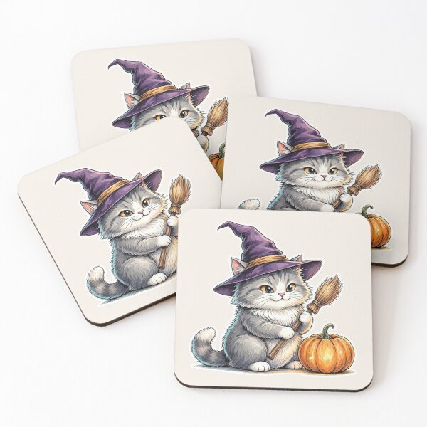 Item preview, Adorable Halloween Cat with Witch Hat and Pumpkin designed and sold by Safe Haven Pets.