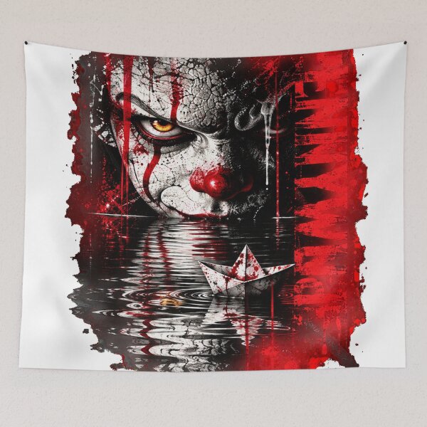 Item preview, Pennywise Nightmare – Creepy Clown and Bloody Paper Boat designed and sold by TSHIRTprject.