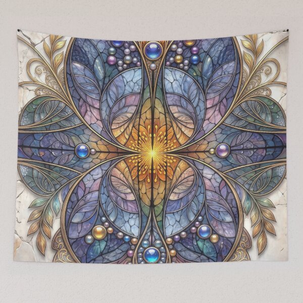 Item preview, Stained Glass Art Nouveau Mandala Canvas designed and sold by Frackxion.