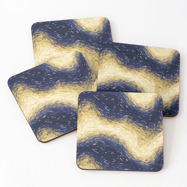 Item preview, Waves Repeat Pattern - Festive Starlight Gold Painted Wave designed and sold by cute-animals99.