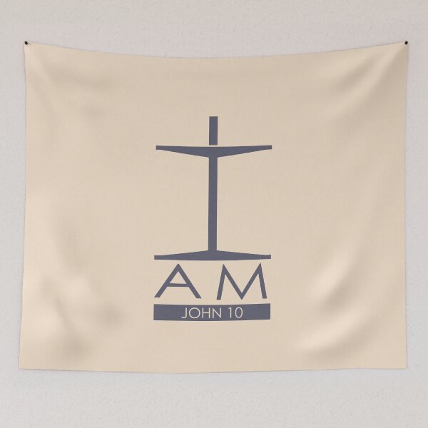Item preview, I Am the Door – John 10 | Minimal design series | Christian Typography Art with Christian symbol cross with a Door Symbolism | Gray  designed and sold by ZechJohnRB.