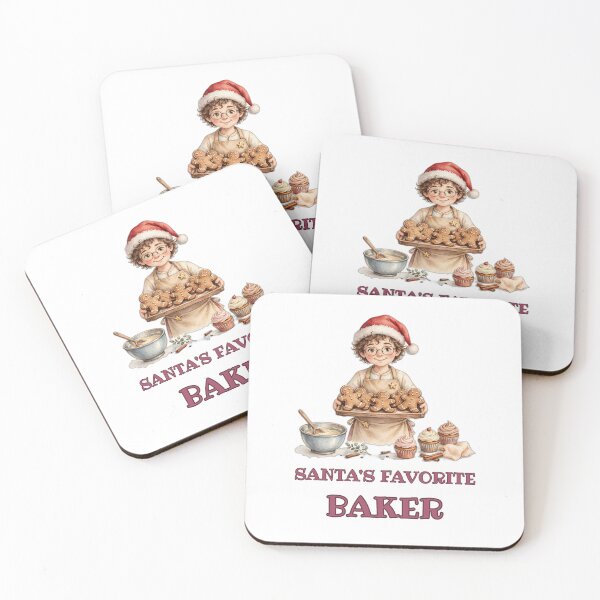 Item preview, Santa's Favorite Baker - Baker in Santa Hat with Gingerbread Tray Christmas Design - Baking Lover Holiday Gift - Baker Christmas Art designed and sold by Foriart.