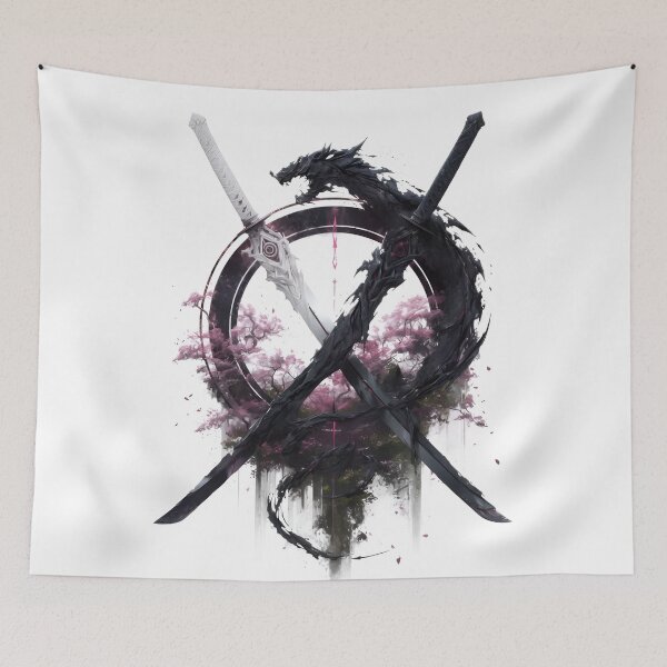 Item preview, Dark Shadow Dragon and Crossed Swords – Japanese Dark Fantasy Art designed and sold by Dyan4.