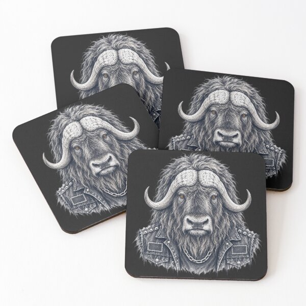 Item preview, Metalhead Musk Ox – Studded Battle Vest Animal Sketch designed and sold by Paper-Pickle.