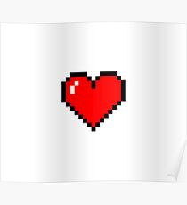 Retro Pixel Heart, nintendo style Poster