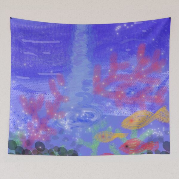 Item preview, Magical Underwater Coral Reef - Glowing Ocean Fish Art designed and sold by AWADHESH  CHAURASIA.