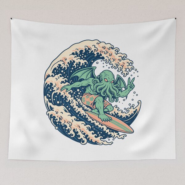Item preview, H. P. Lovecraft: Cthulhu Rides the Great Wave designed and sold by Fenay Designs.