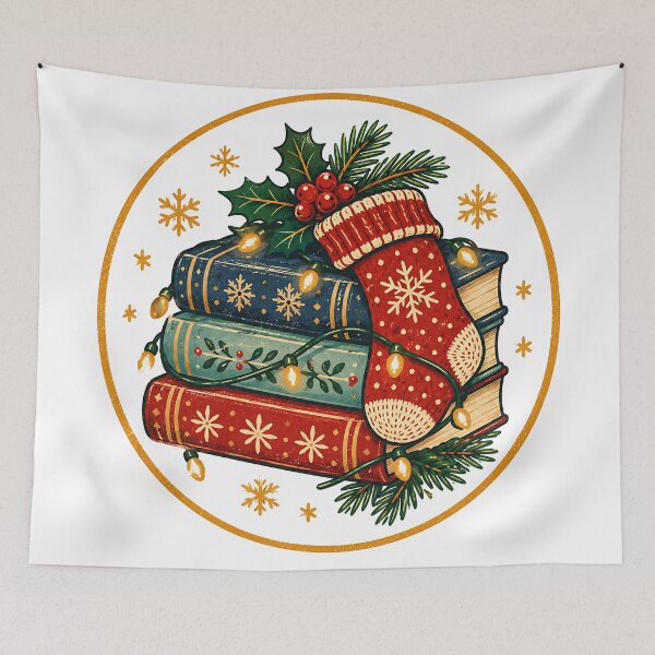 Item preview, Vintage Christmas Books Stocking and Fairy Lights designed and sold by Mega-Shopping.