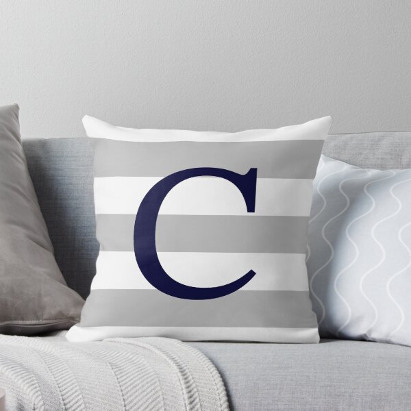 Item preview, Silver Gray Stripes Navy Blue Monogram C designed and sold by rewstudio.