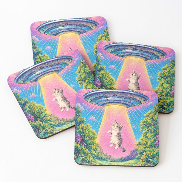 Item preview, Cute Alien Abduction Cat Psychedelic UFO designed and sold by Curio Meridian.