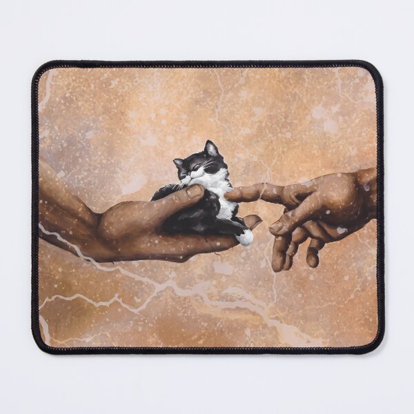 Item preview, Funny Michelangelo Creation of Adam Cat Parody Rennaisance Kitten Fresco designed and sold by FaizArtShop.