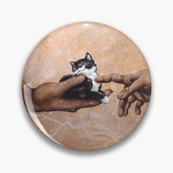 Item preview, Funny Michelangelo Creation of Adam Cat Parody Rennaisance Kitten Fresco designed and sold by FaizArtShop.