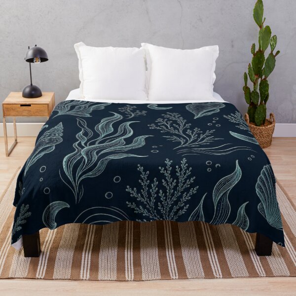 Item preview, Dark Ocean Seashells and Coral Pattern designed and sold by LakLuxe studio .