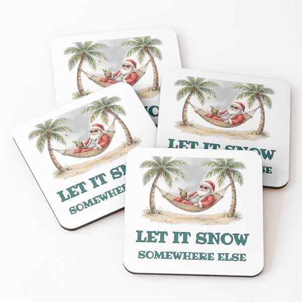 Item preview, Let It Snow Somewhere Else - Santa in Hammock Between Palm Trees Tropical Christmas on Island  designed and sold by Foriart.