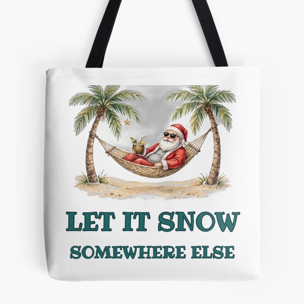 Item preview, Let It Snow Somewhere Else - Santa in Hammock Between Palm Trees Tropical Christmas on Island  designed and sold by Foriart.