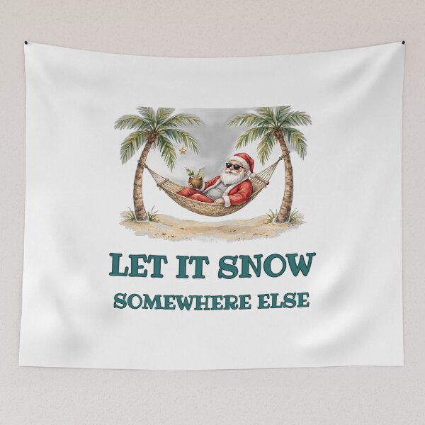 Item preview, Let It Snow Somewhere Else - Santa in Hammock Between Palm Trees Tropical Christmas on Island  designed and sold by Foriart.