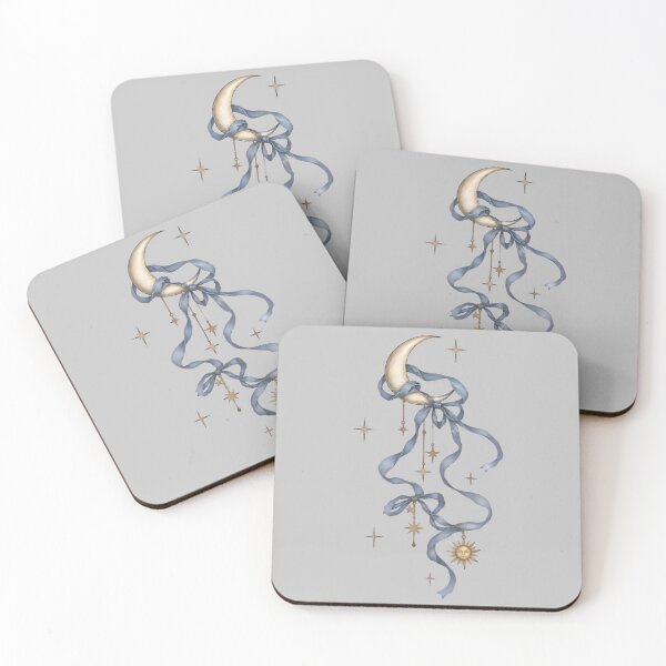 Item preview, Celestial Crescent Moon with Cute Blue Ribbons designed and sold by souque08.
