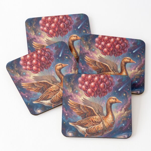 Item preview, Cosmic Goose Red Balloons Pop Surrealism Galaxy Wall Art designed and sold by Rain-Road.
