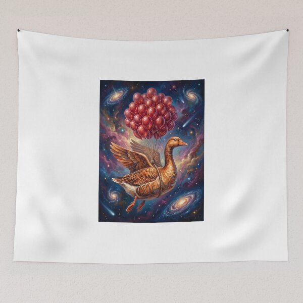 Item preview, Cosmic Goose Red Balloons Pop Surrealism Galaxy Wall Art designed and sold by Rain-Road.