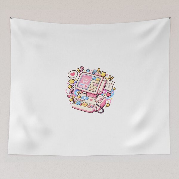 Item preview, Cute Kawaii Cash Register Cartoon | Pastel Pink Checkout Machine designed and sold by mumeaw.