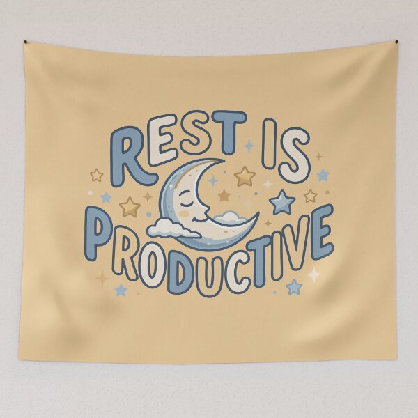 Item preview, Rest Is Productive Sleepy Moon Stars Quote designed and sold by AIG - Andrei Ilie Graphics.