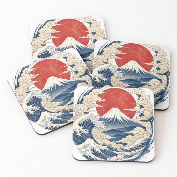 Item preview, Mount Fuji Great Wave Japanese Ukiyo-e Sun Landscape Circular Art designed and sold by vekotpu.