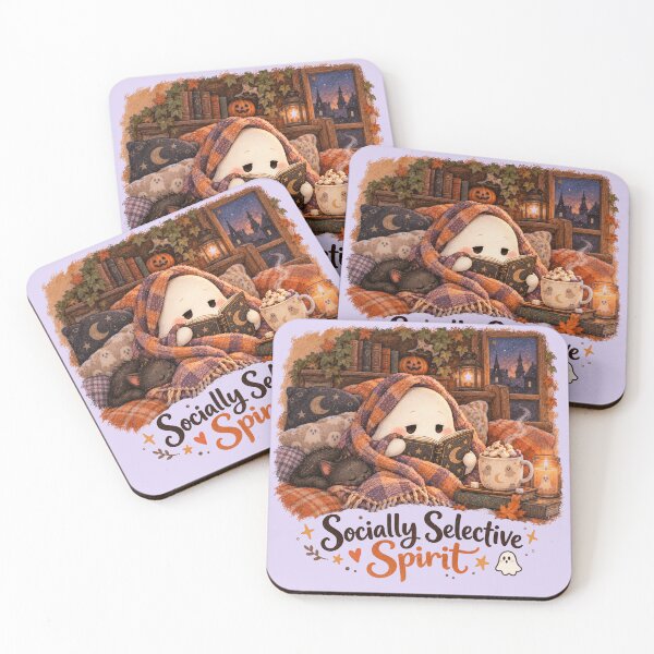 Item preview,  Socially Selective Spirit Cute Ghost Reading Book Cozy Autumn Halloween designed and sold by KekKrab.