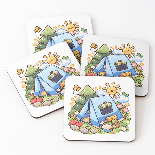 Item preview, Cute Kawaii Camping Tent Cartoon | Cozy Forest Adventure Art designed and sold by mumeaw.