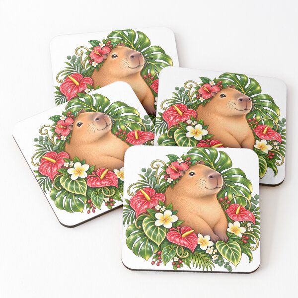 Item preview, Floral Capybara with Anthurium and Monstera designed and sold by Sycamorre.